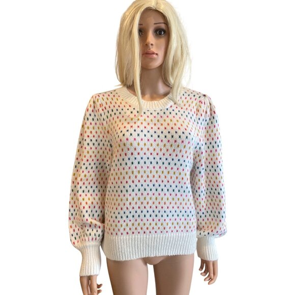 Marine Layer Rainbow Puff Sleeve Crewneck Sweater Large MSRP$178 - Picture 4 of 17